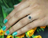 1.5ct Round Cut Black Diamond Engagement Ring Halo 14k Yellow Gold Finish