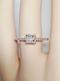 2Ct Princess Cut Diamond Engagement Ring 14K Rose Gold Finish with Round Accents
