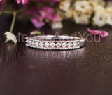0.5ct Round Moissanite Eternity Dainty Stacking Wed Band 14k White Gold Plated