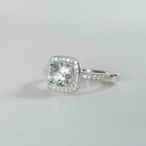 1.5ct Round Cut VVS1D Diamond Engagement Ring 14k White Gold Over Halo Solitaire
