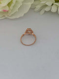 1.3ct Oval Cut Peach Morganite Engagement Ring Art Deco Halo 14k RoseGold Finish