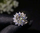 2.25ct Engagement Ring Round Cut Diamond Floral Design 14k White Gold Finish