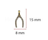 0.12ct Round Cut Moissanite Wish Bone Pendant 14k Yellow Gold Plated NO CHAIN