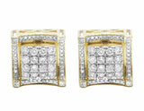 1.4ct Round Cut Diamond Halo Cluster Stud Earrings Women 14k Yellow Gold Finish
