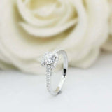 1.5ct Round Cut VVS1D Diamond Engagement Ring Halo Solitaire 14k White Gold Over