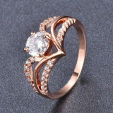 2.5ct Round Cut Diamond Engagement Ring 14k White Gold Over V Shape Split Shank