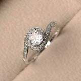 2ct Engagement Ring Round Cut Diamond Twist Swirl Solitaire 14k WhiteGold Finish