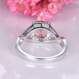 2ct Cushion Cut Morganite Engagement Ring Halo Split Shank 14k White Gold Finish