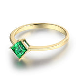 0.5Ct Princess Cut Green Emerald Kite Set Solitaire Ring 14K Yellow Gold Finish