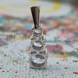 1ct Round Cut Moissanite Three Stone Pendant 14k White Gold Plated NO CHAIN