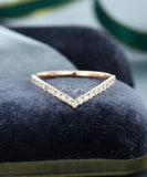 0.2ct Round Cut Moissanite Chevron Women Wedding Band 14k Yellow Gold Plated