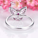 2.4ct Marquise Cut Pink Ruby Engagement Ring Butterfly Design 14k WhiteGold Over