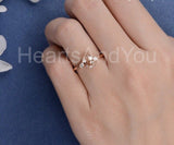 1ct Oval Cut Simulated Peach Morganite Three Stone Ring 14k Rose Gold Plated