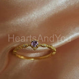 0.5ct Round Cut Simulated Amethyst Minimal Engagement Ring 14k White Gold Plated