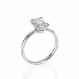 3Ct Emerald Cut Diamond Classic Engagement Solitaire Ring 14K White Gold Finish