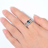 2.3ct Engagement Ring Oval Cut London Blue Topaz Split Shank 14k White Gold Over