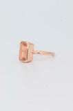 2ct Engagement Ring Emerald Cut Peach Morganite Solitaire 14k Rose Gold Finish