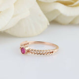 0.3ct Round Cut Pink Ruby Wedding Band Split Open Solitaire 14k Rose Gold Finish