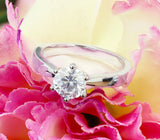 Solitaire Engagement Ring 0.6ct Round Brilliant Cut Diamond 14k WhiteGold Finish