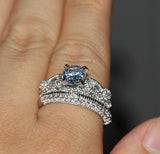 3ct Round Cut Diamond Engagement Ring 14k White Gold Finish Milgrain Bridal Set