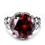 4ct Round Cut Red Garnet Engagement Ring 14k White Gold Finish Antique Women
