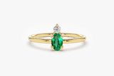 0.2ct Oval Cut Simulated Green Emerald Toi Et Moi Ring 14k Yellow Gold Plated