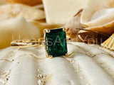2.2ct Green Emerald Cut Simulated Solitaire Engagement Ring 14k WhiteGold Plated