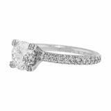 3Ct Round Cut Diamond Engagement Solitaire Ring with Accents 14K White Gold Over