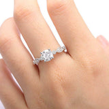 Milgrain Solitaire with Accents Ring 1.2ct Round Cut Diamond 14k White Gold Over