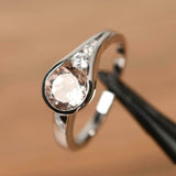 1ct Engagement Ring Round Cut Morganite Stylish Channel Set 14k White Gold Over