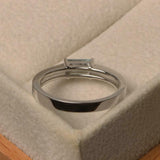 0.45ct Engagement Ring Baguette Cut Aquamarine Split Shank 14k White Gold Finish