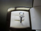 Real 14k White Gold 1.5ct Diamond Asscher Cut Anniversary Engagement Ring
