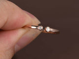 0.2ct Round Cut VVS1D Diamond Bezel Set Open Engagement Ring 14k Rose Gold Over
