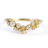 0.5ct Round Cut Moissanite Cluster Curved Wedding Band 14k White Gold Plated