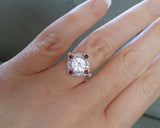 2Ct Round Cut Diamond Ruby Vintage Halo Engagement Ring 14K White Gold Finish