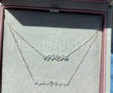1ct Multi Cut Simulated Diamond Vertical Bar Pendant Chain 14k White Gold Plated