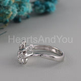 0.5ct Round Cut Moissanite Leaf Vine Women Engagement Ring 14k White Gold Plated