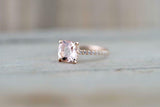 1.3ct Cushion Cut Peach Morganite Engagement Ring 14k Rose Gold Over Hidden Halo