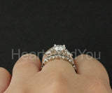 2.1ct Round Cut Moissanite Trilogy Ring Half Eternity Band 14k White Gold Plated