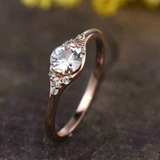 1.1ct Round Cut Diamond Solitaire with Accent Engagement Ring 14k Rose Gold Over