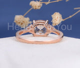 1ct Cushion Cut Simulated Peach Morganite Round Accents Ring 14k RoseGold Plated