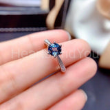 0.5ct Round Simulated London Blue Topaz Solitaire Ring 14k White Gold Plated
