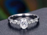 1.4ct Oval Cut Diamond Solitaire Ring 14k White Gold Finish with Round Accents