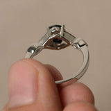 1.8ct Oval Cut Black Diamond Engagement Ring 14k White Gold Finish Unique Design