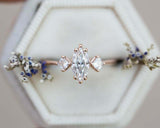 Princess Accents Trilogy Ring 1.5ct Marquise Cut Diamond 14k Rose Gold Finish