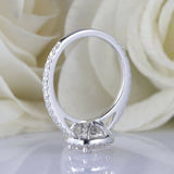 2ct Cushion Cut Diamond Engagement Ring Round Accents Halo 14k White Gold Finish