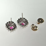 1.7ct Emerald Cut Pink Ruby Diamond Halo Stud Earrings 14k White Gold Finish