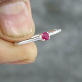 0.3ct Engagement Ring Round Cut Pink Ruby Solitaire Women 14k White Gold Finish