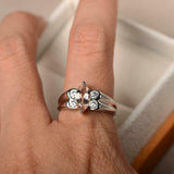 2.1ct Engagement Ring Marquise Cut Peach Morganite Butterfly 14k White Gold Over