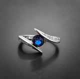 0.5ct Round Cut Simulated Sapphire Bypass Engagement Ring 14k White Gold Plated